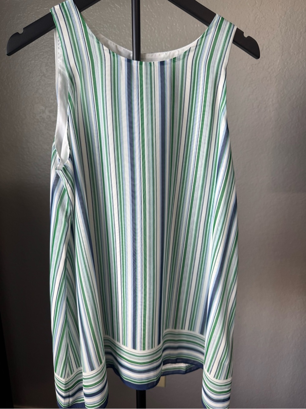Max Studio Striped Sleeveless Top in Blue, Green & White